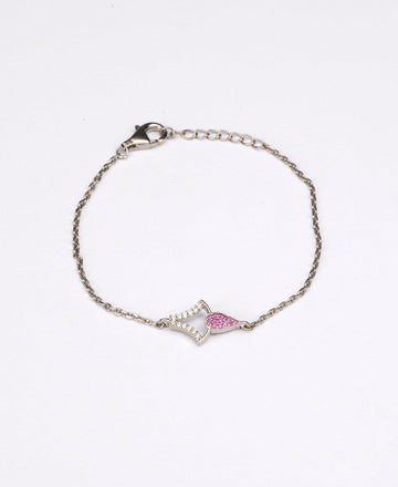 Fashionable Stone Studded Silver Bracelet. - Chandrani Pearls