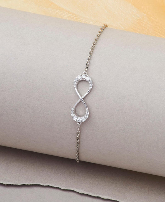 Fashionable Stone Studded Silver Hope Bracelet - Chandrani Pearls