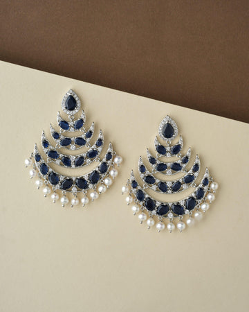 Fasionable Stone Studded Drop Pearl Jhumka - Chandrani Pearls