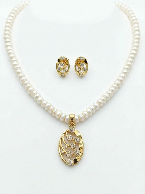 Elegant Oval Filigree Freshwater Pearl Set