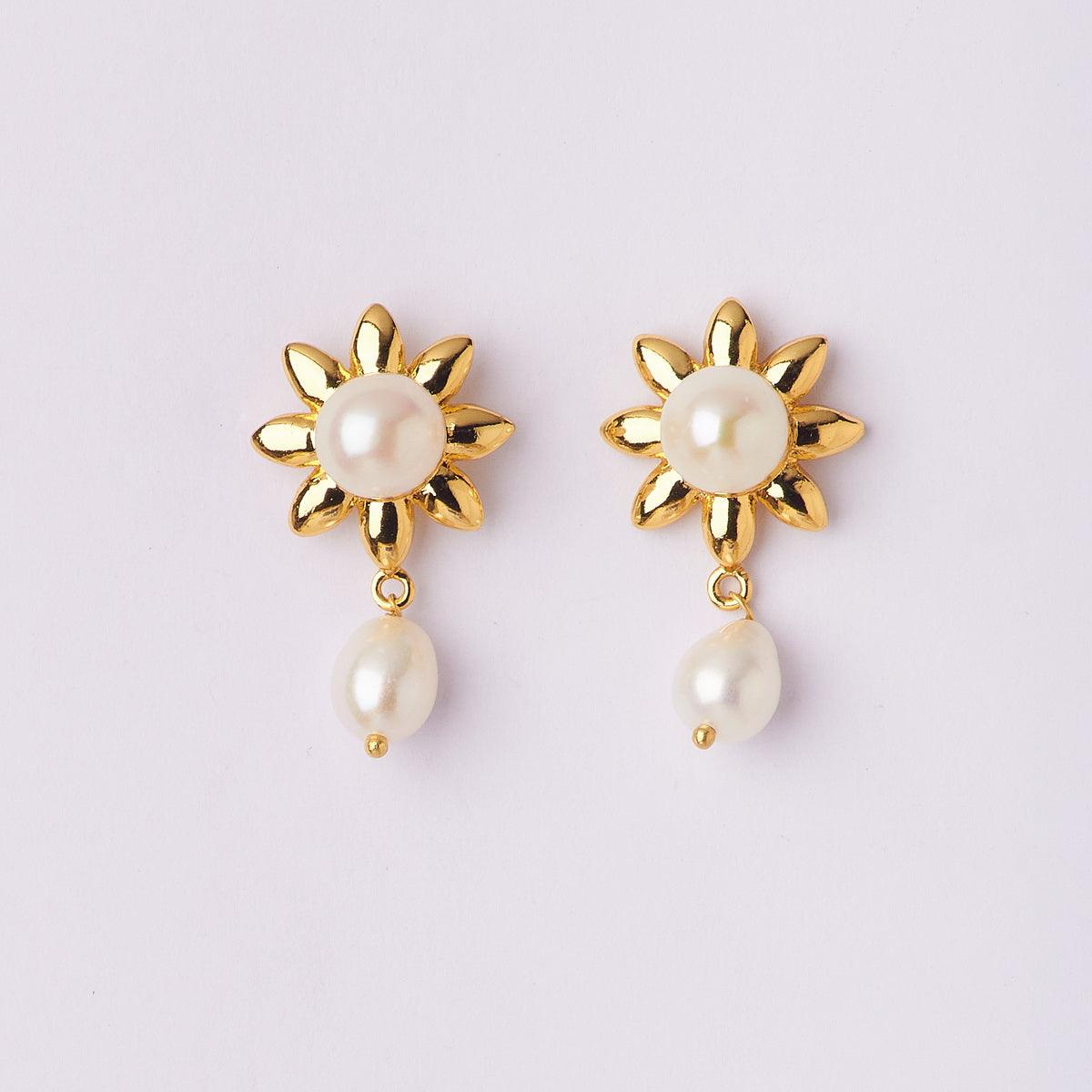 Floral Hanging Pearl Earring - Chandrani Pearls