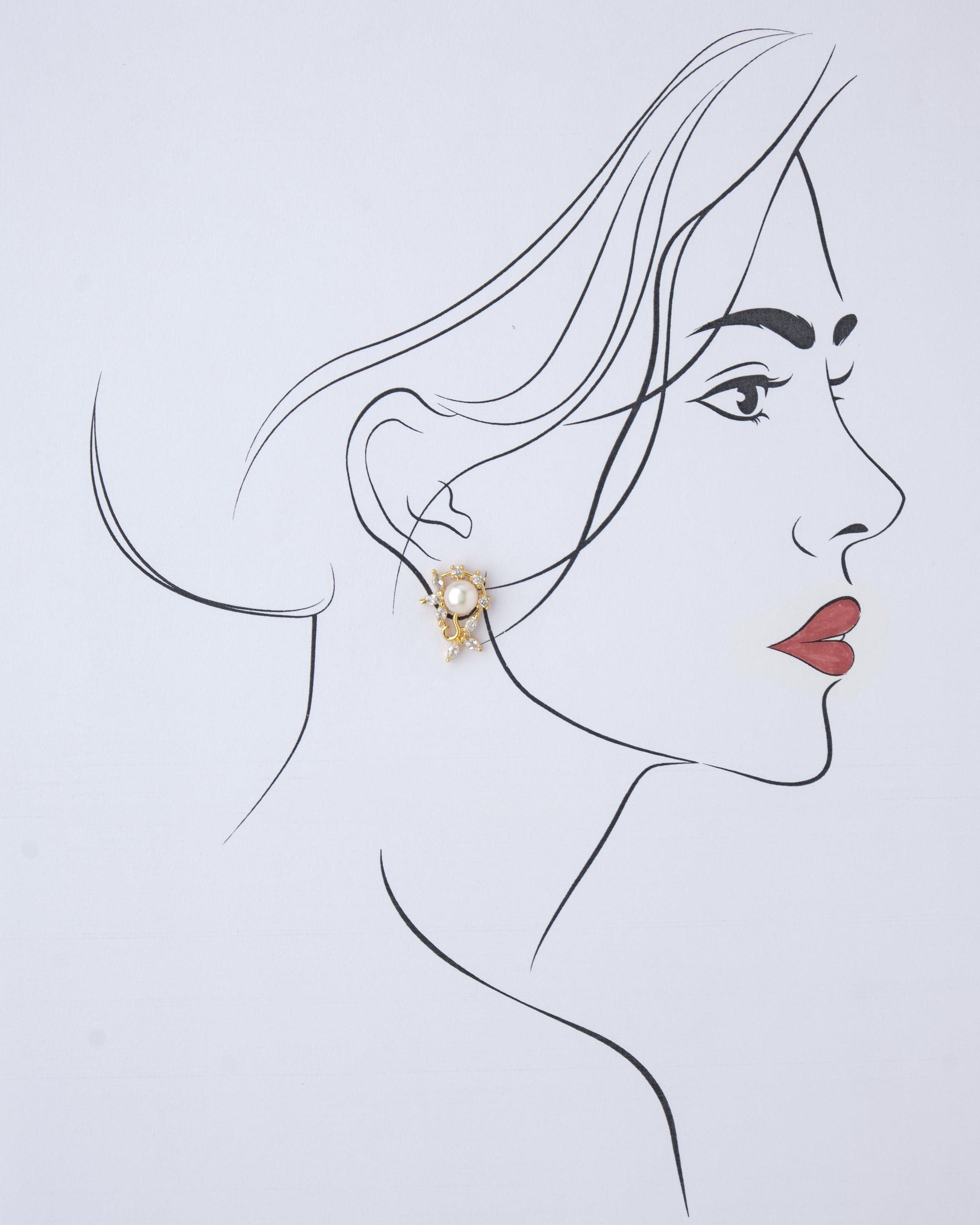 Floral Pearl & Stone Stud Earring - Chandrani Pearls