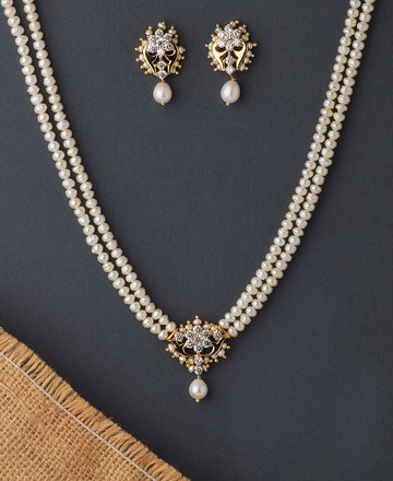 Floral Pearl Necklace Set - Chandrani Pearls