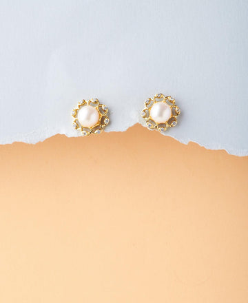 Floral Pink Pearl Stud Earrings - Chandrani Pearls