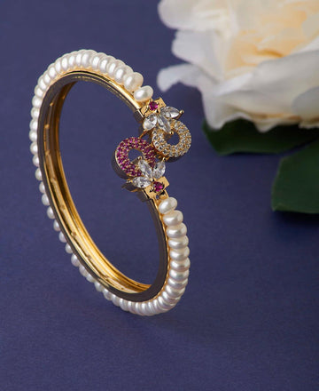 Floral Real Pearl Bangle - Chandrani Pearls