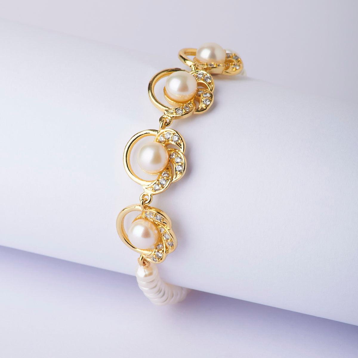 Floral Real Pearl Bracelet - Chandrani Pearls