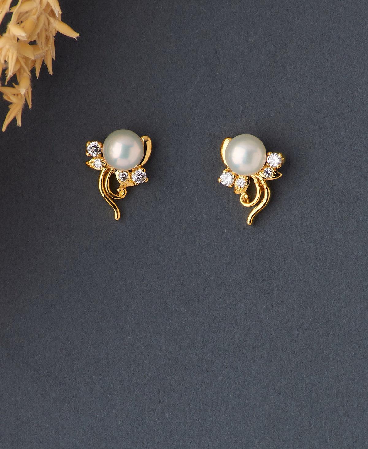 Floral White Pearl Stud Earring - Chandrani Pearls