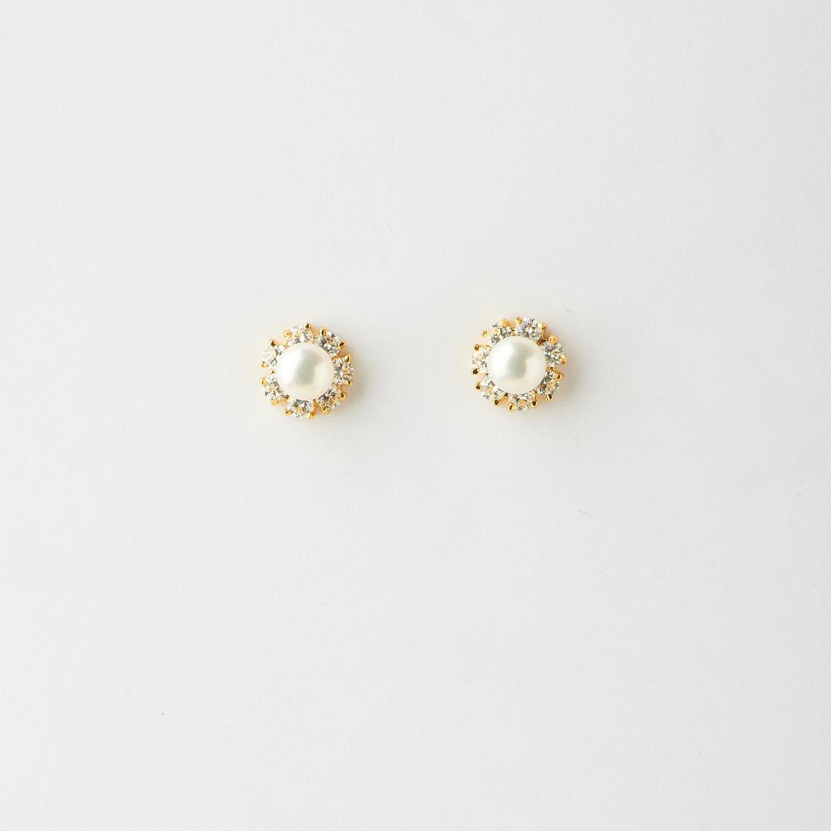 Floral White Pearl Stud Earrings - Chandrani Pearls