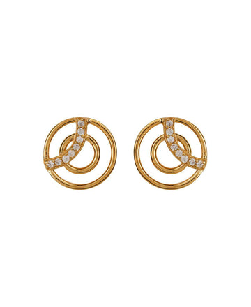 Geometric Circle Golden Stud Earrings - Chandrani Pearls