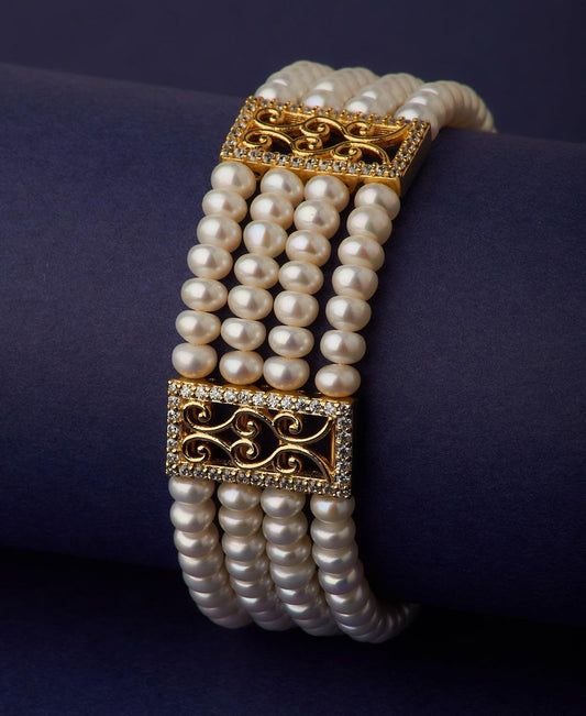 Gorgeous Golden Real Pearl Bracelet - Chandrani Pearls