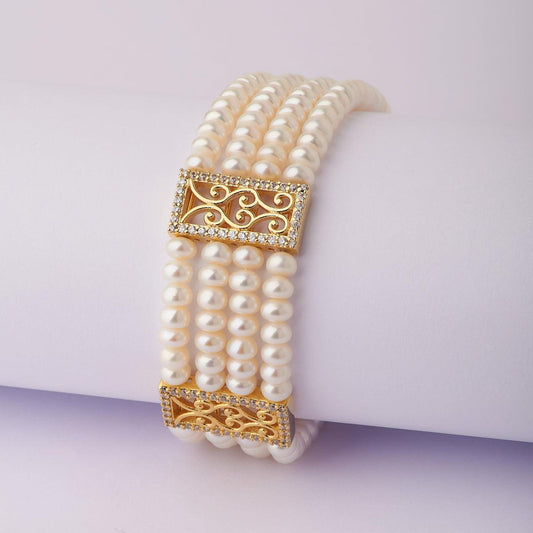 Gorgeous Golden Real Pearl Bracelet - Chandrani Pearls