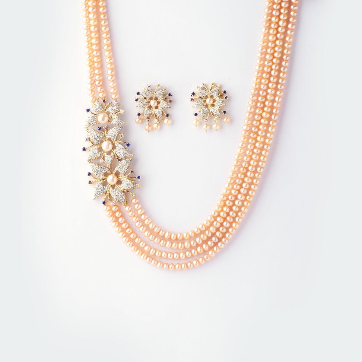 Gorgeous Pink Pearl Necklace Set - Chandrani Pearls