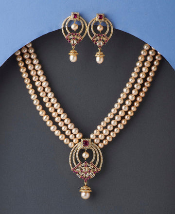 Gorgeous Real Pearl Necklace Set - Chandrani Pearls