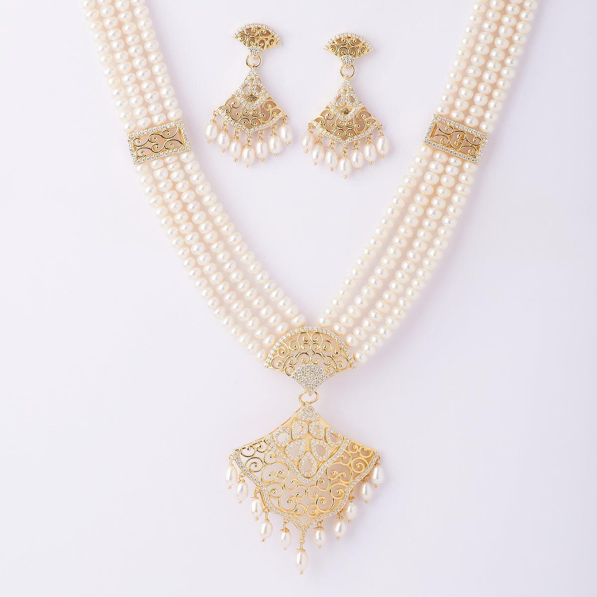 Gorgeous Real Pearl Necklace Set - Chandrani Pearls
