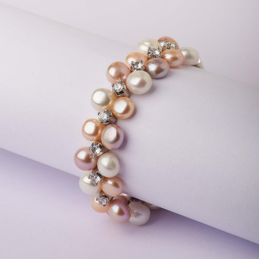 Gorgeous Rhodium Pearl Bracelet - Chandrani Pearls