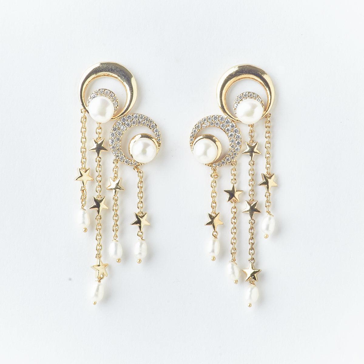 Gorgeous Stone Studded Pearl Earring - Chandrani Pearls