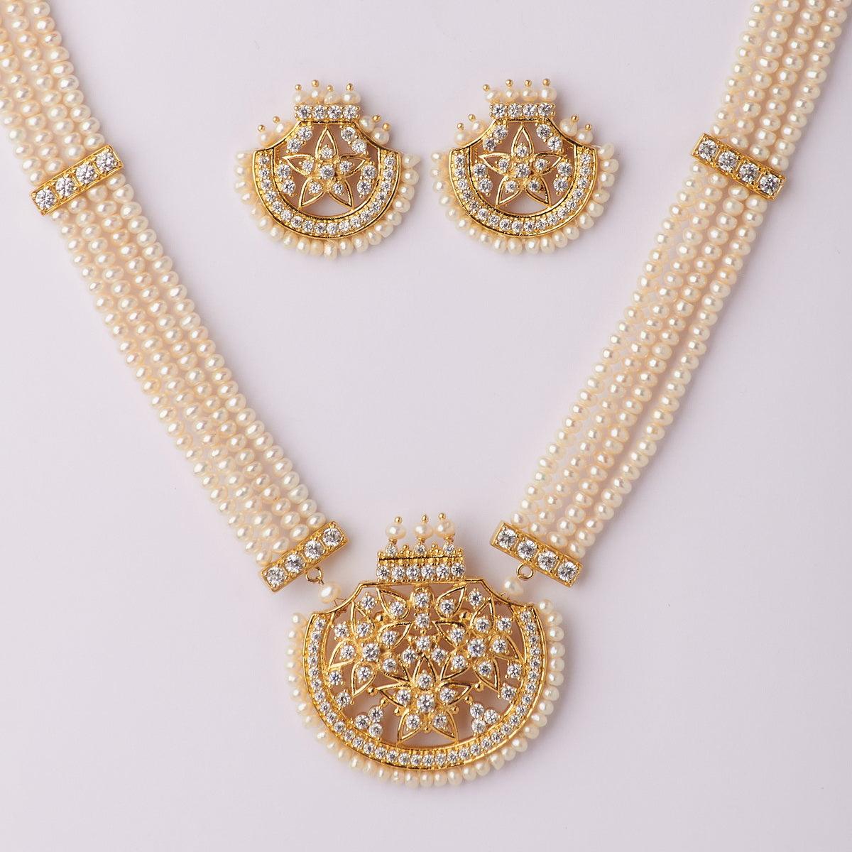Gorgeous White Pearl Queen Necklace Set - Chandrani Pearls