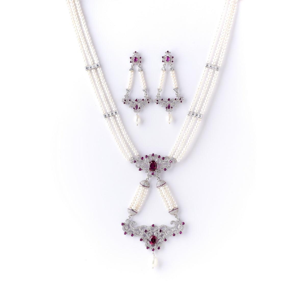 Gorgeous White Pearl Rani Har Necklace Set - Chandrani Pearls