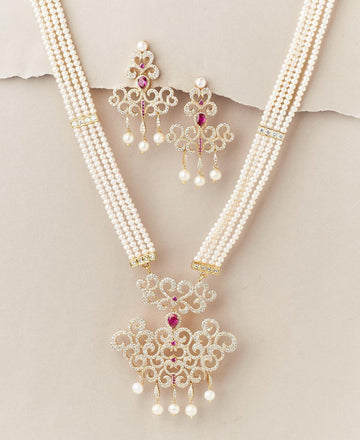 Gorgeous White Pearl Rani Har Set - Chandrani Pearls
