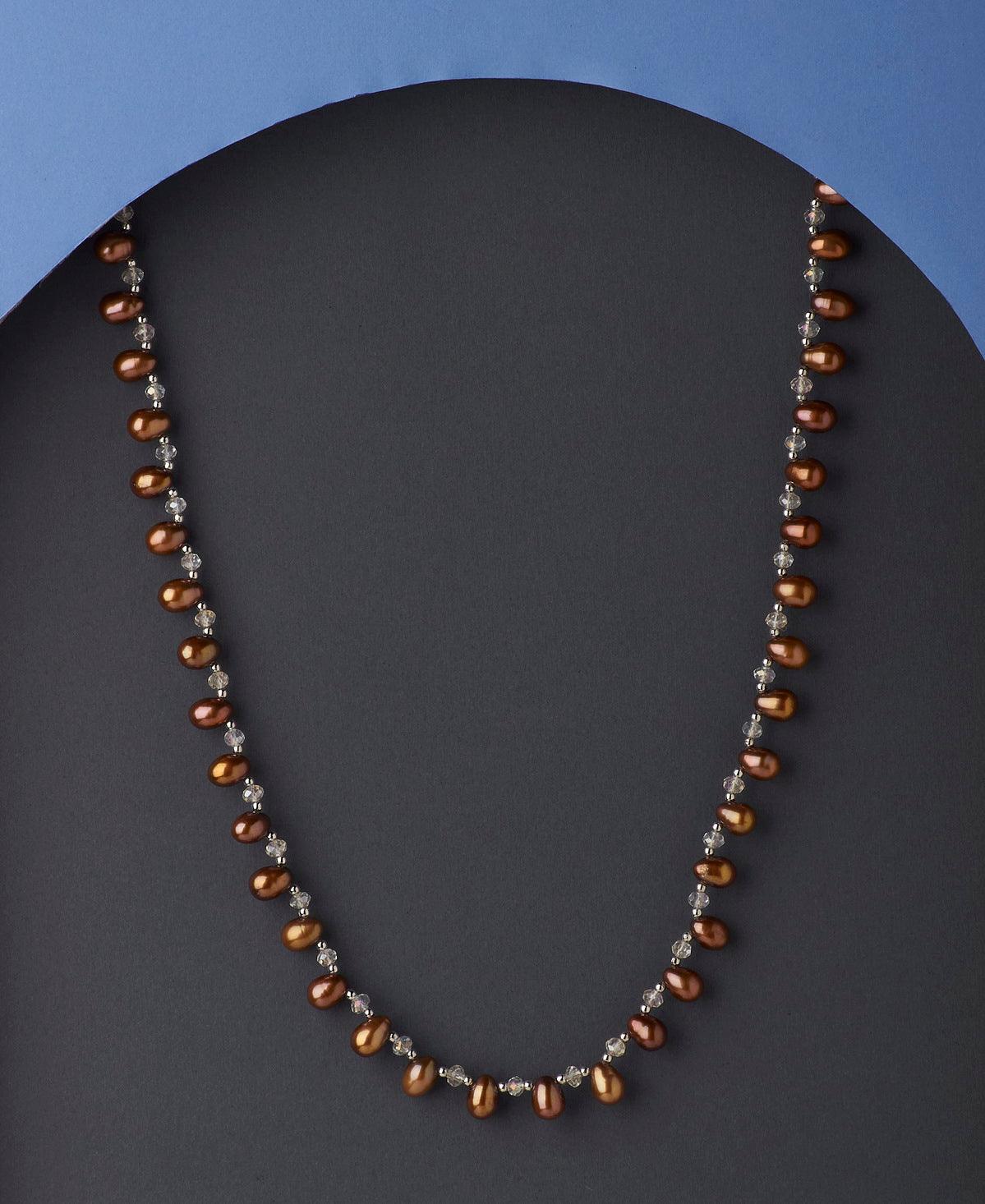 Graceful Brown Single line Pearl Necklace - Chandrani Pearls