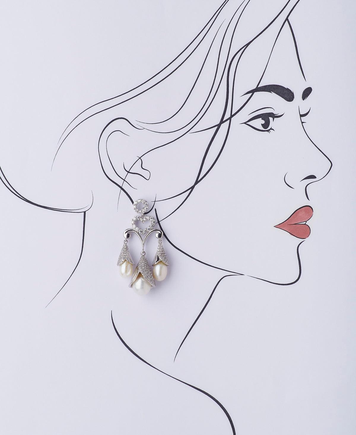 Graceful Heart Pearl hanging Earring - Chandrani Pearls