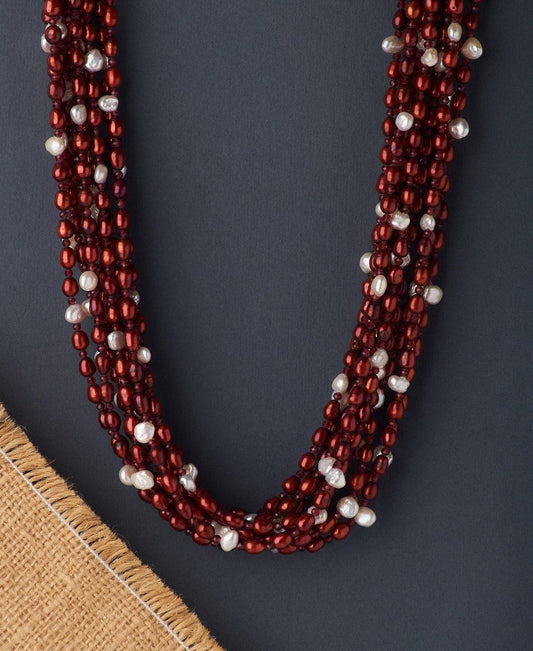 Graceful Maroon Pearl Necklace - Chandrani Pearls