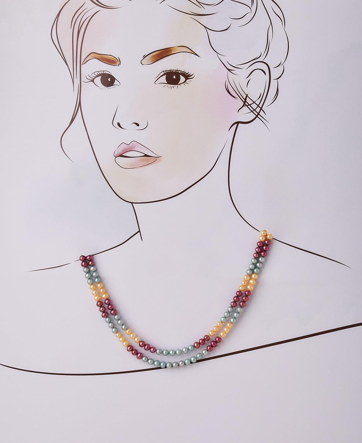 Graceful Multi Colour Pearl Necklace - Chandrani Pearls