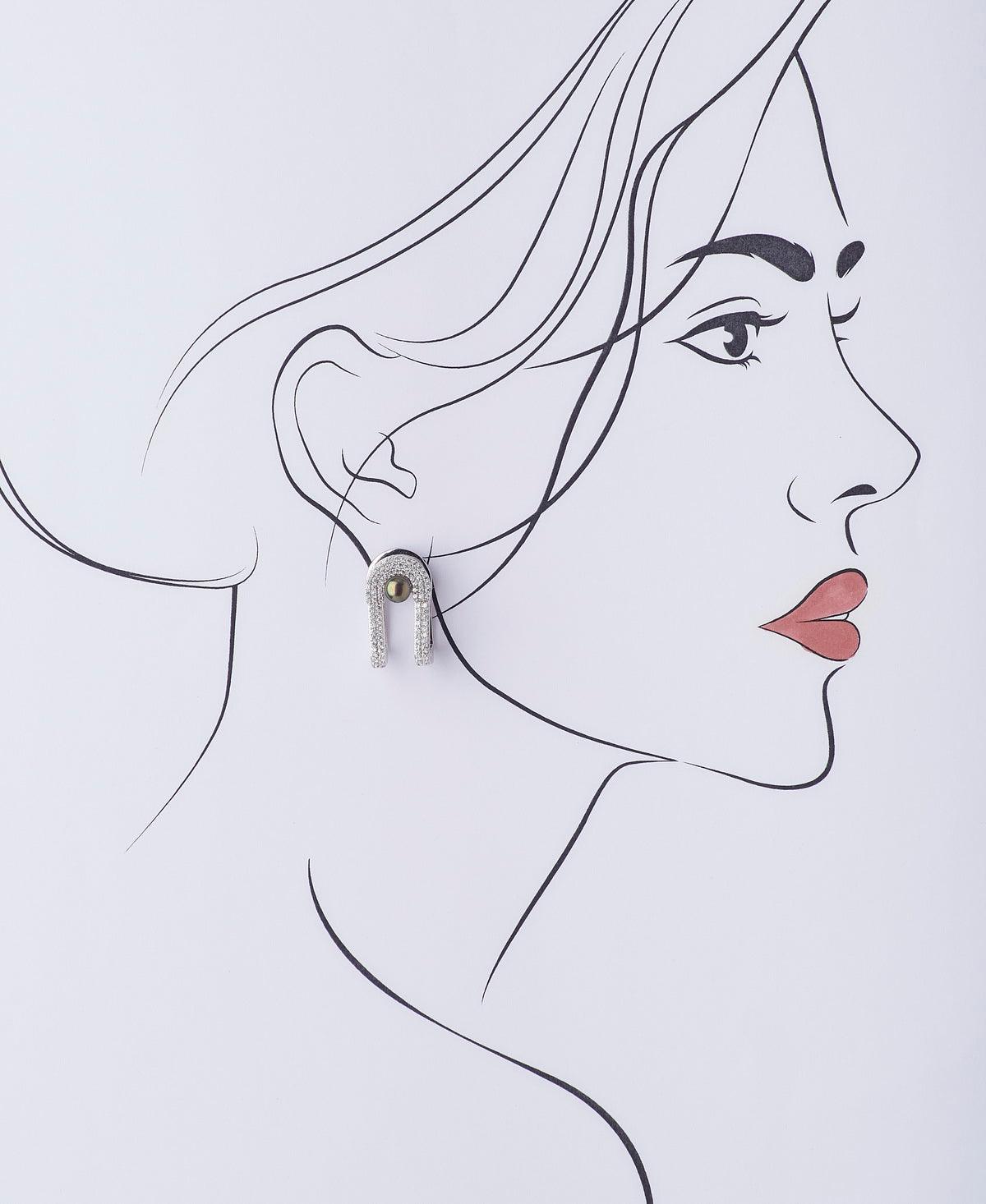 Graceful Rhodium hanging Earring - Chandrani Pearls