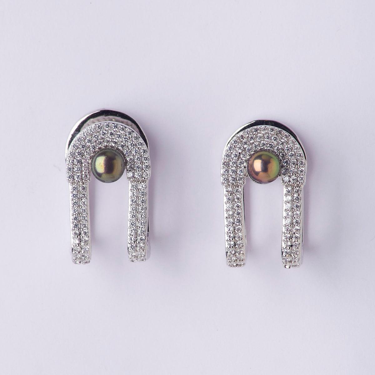 Graceful Rhodium hanging Earring - Chandrani Pearls