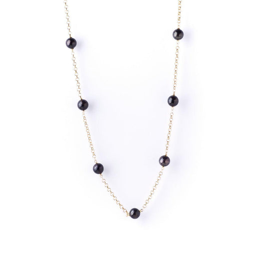 Graceful Round Pearl with Metal Chain Necklace - Chandrani Pearls