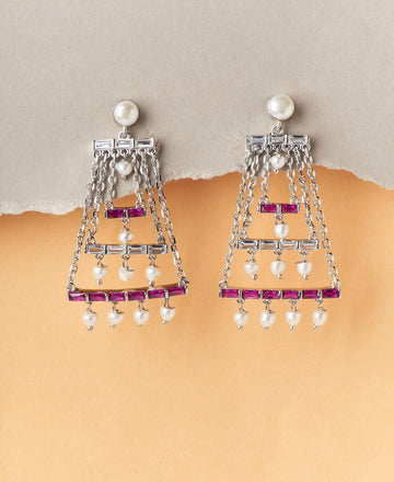Graceful Silver hanging Earring - Chandrani Pearls