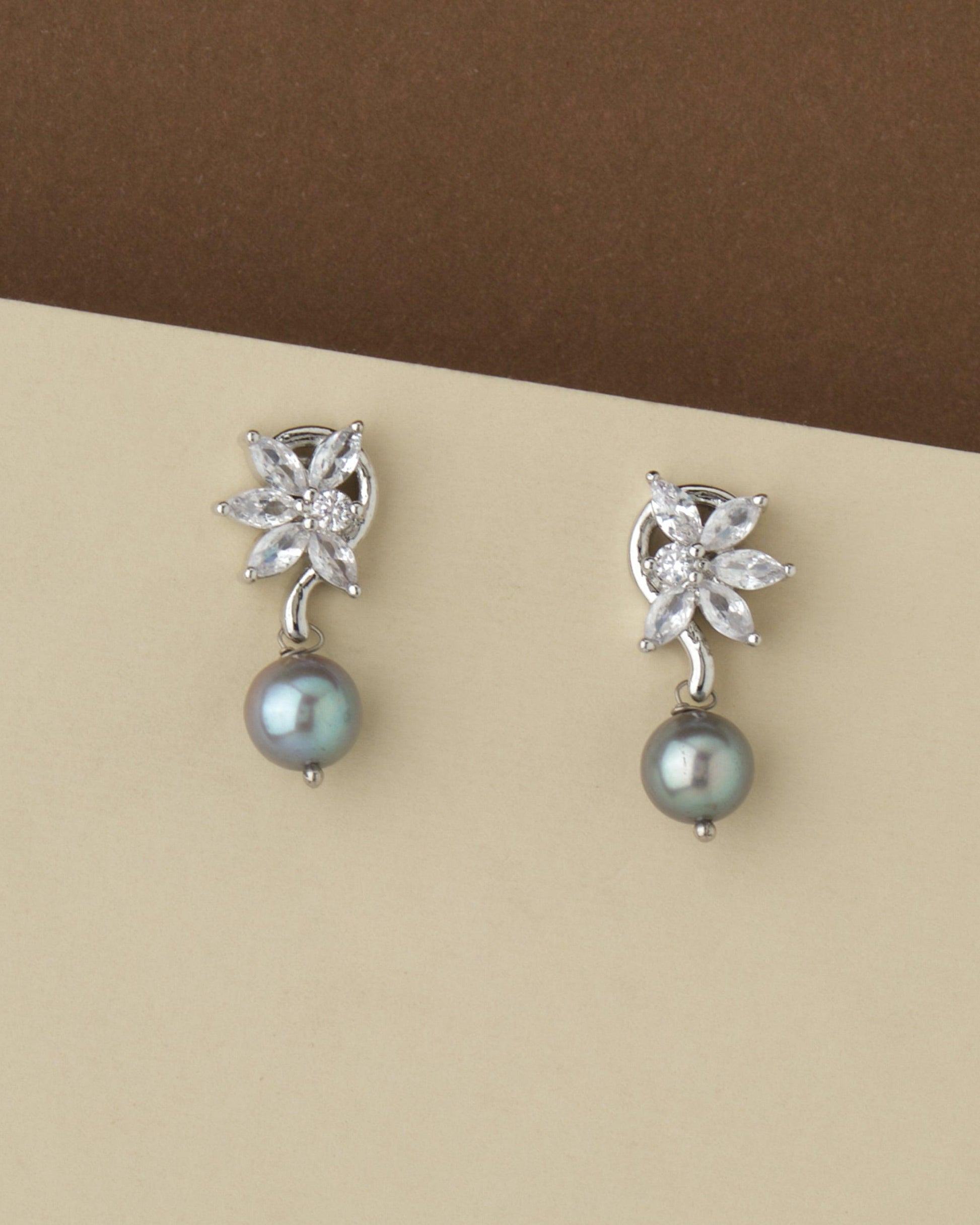Half Floral Pearl Hang Earring - Chandrani Pearls