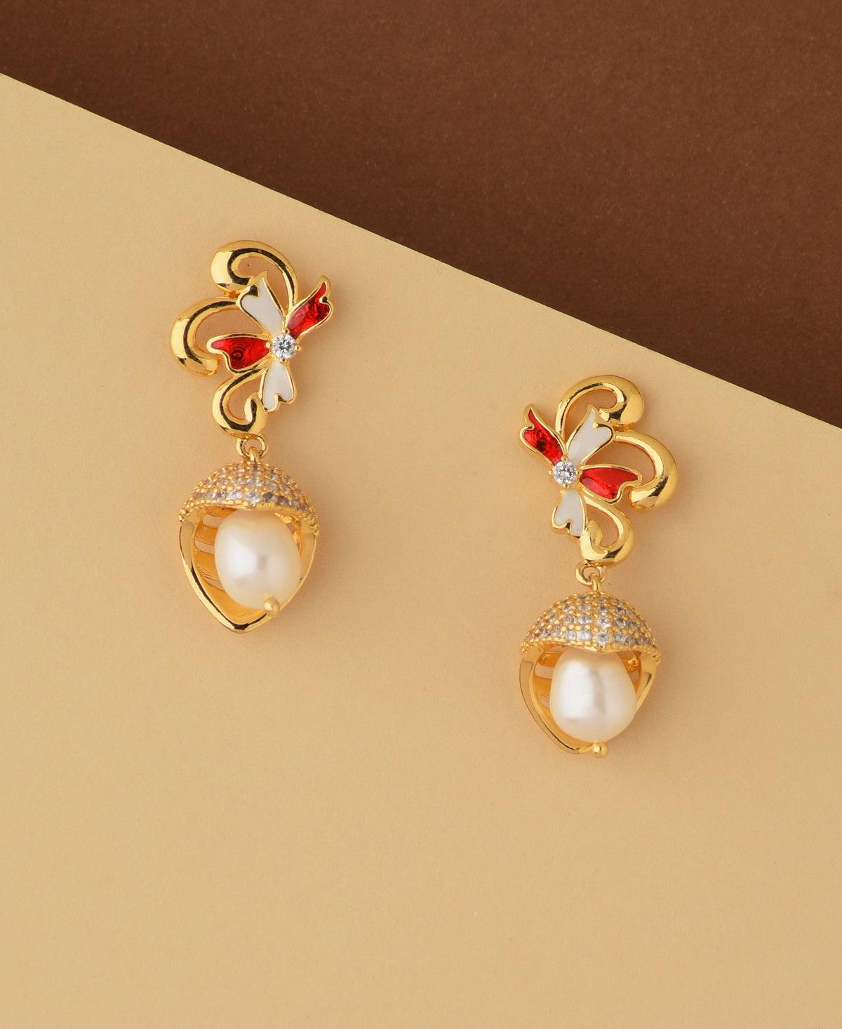 Elegant Hanging Drop Pearl Earring - Chandrani Pearls