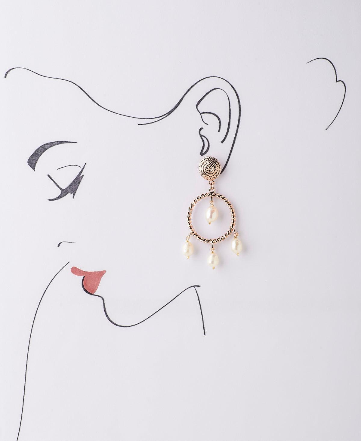Hanging drop pearl Earring - Chandrani Pearls