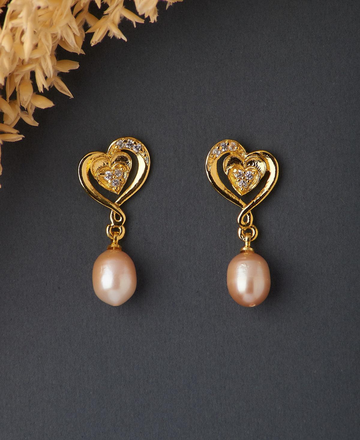 Heart Pearl Hanging Earring - Chandrani Pearls