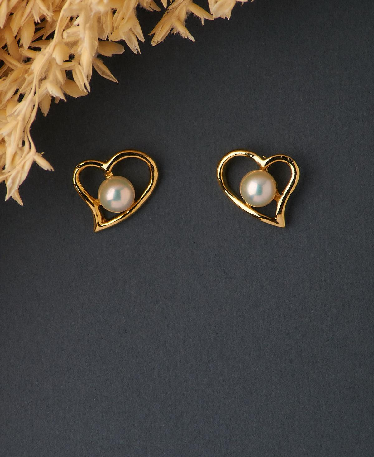 Heart Pearl Stud Earring - Chandrani Pearls