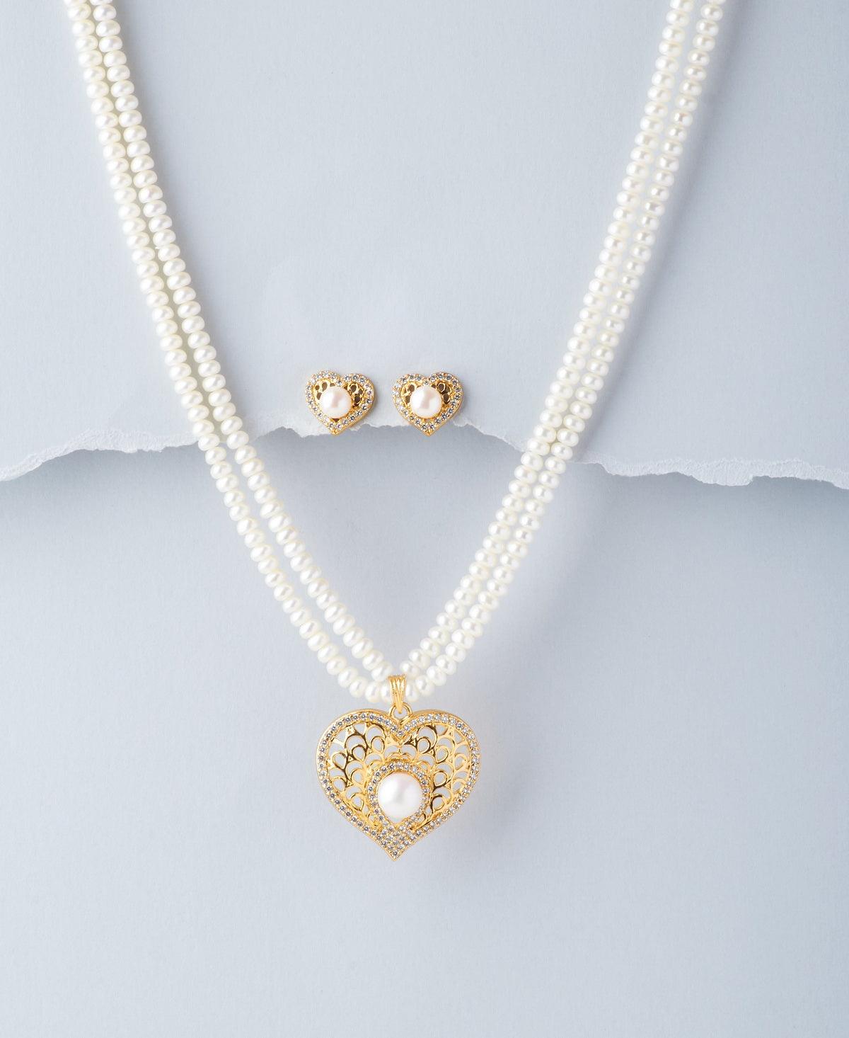 Heart Real Pearl Necklace Set - Chandrani Pearls