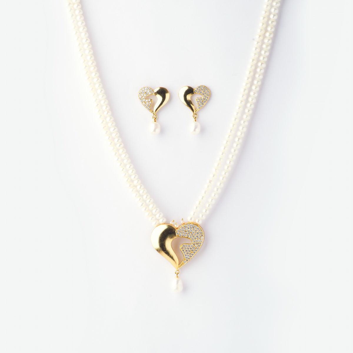 Heart Real Pearl Necklace Set - Chandrani Pearls