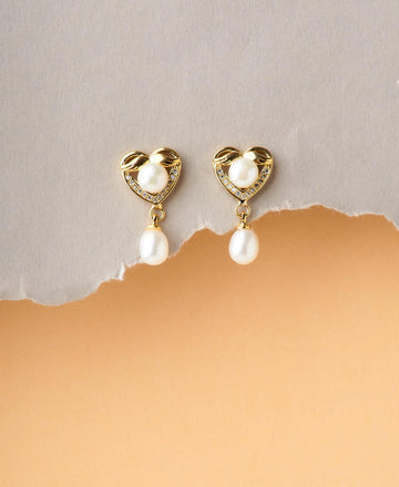 Heart Shaped Pearl Hanging Earring - Chandrani Pearls
