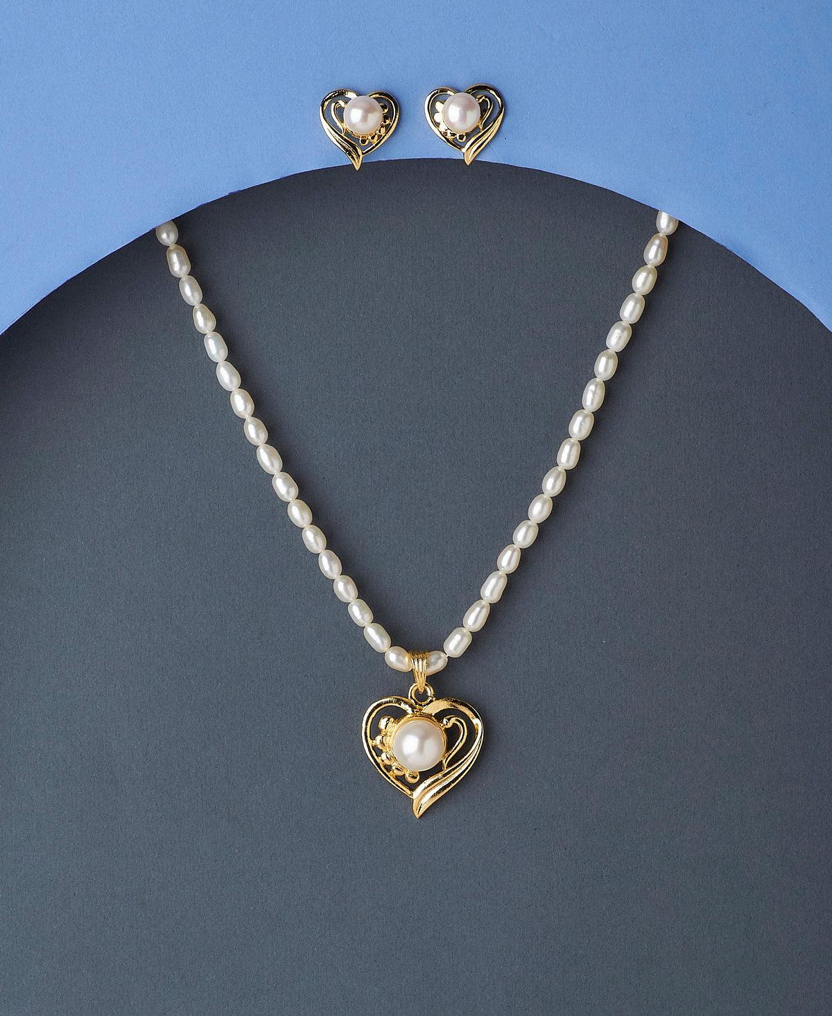 Heart Shaped Real Pearl Necklace Set - Chandrani Pearls