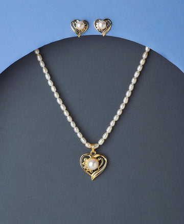 Heart Shaped Real Pearl Necklace Set - Chandrani Pearls