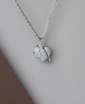 Heart Shaped Stone Studded Silver Pendant - Chandrani Pearls