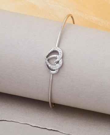 Heart Stone Studded Silver Bracelet - Chandrani Pearls
