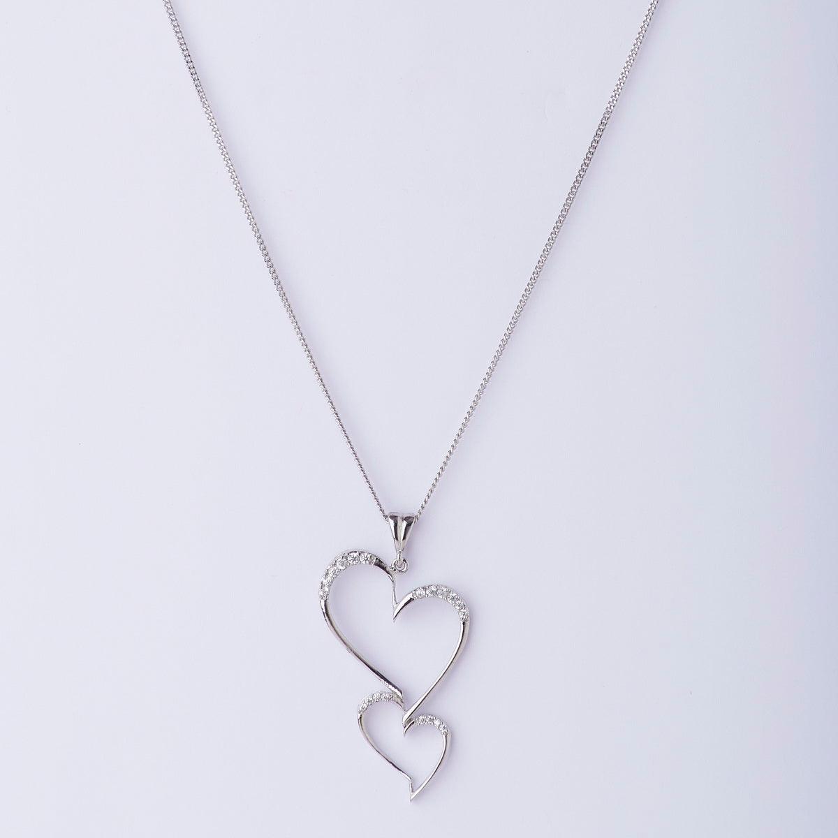 Heart Stone Studded Silver Pendant - Chandrani Pearls