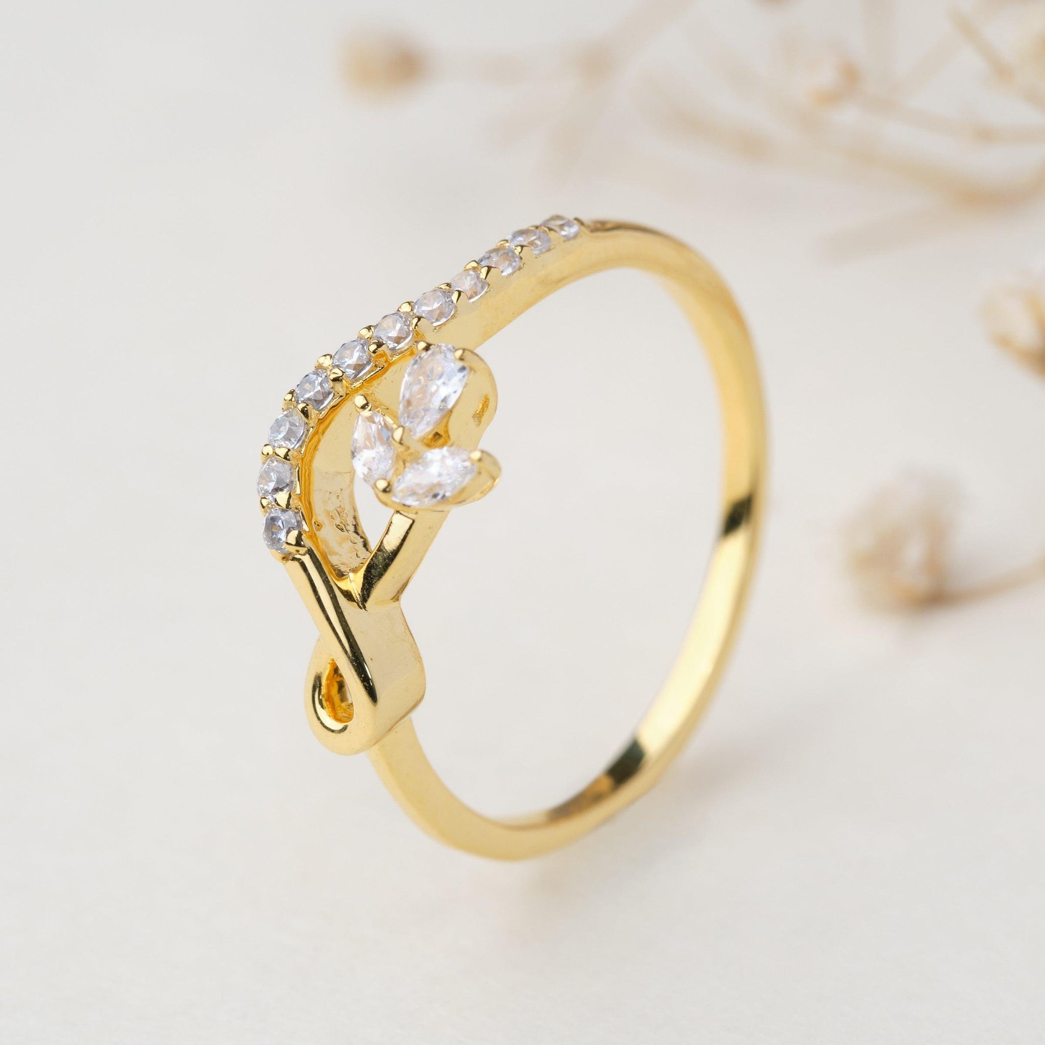 Ivory Leafy Gold & Diamond Ring - Chandrani Pearls