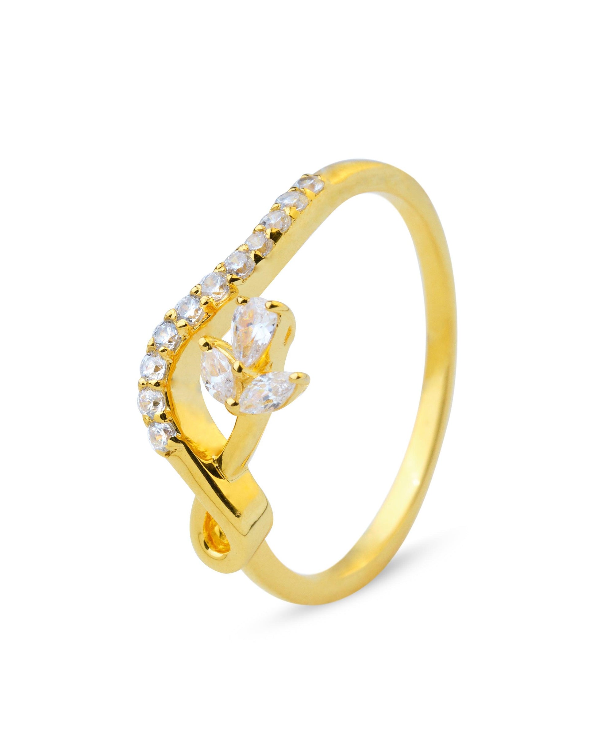 Ivory Leafy Gold & Diamond Ring - Chandrani Pearls