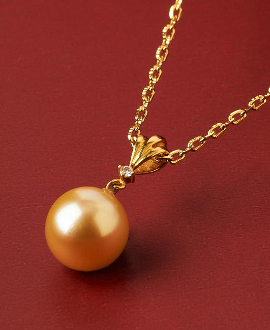 Jemma Cutout Pearl Drop Gold Pendant - Chandrani Pearls