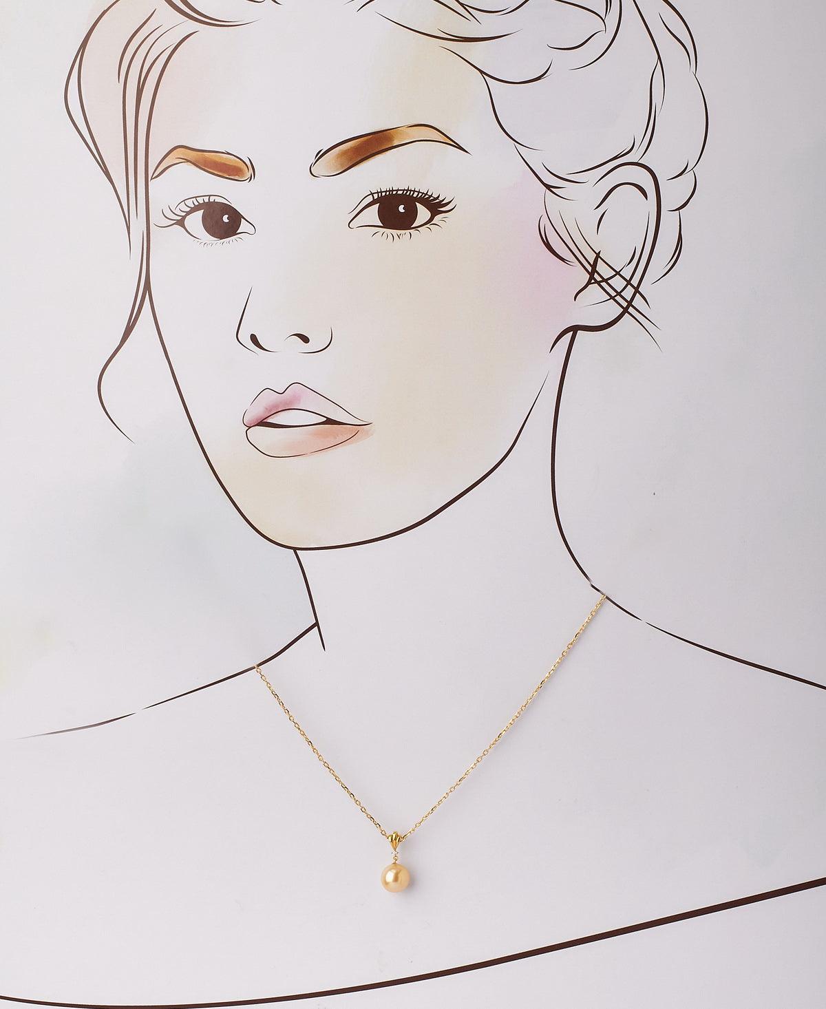Jemma Cutout Pearl Drop Gold Pendant - Chandrani Pearls