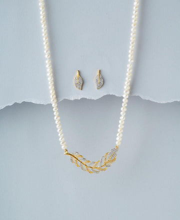 Leaf Pearl Necklace Set - Chandrani Pearls