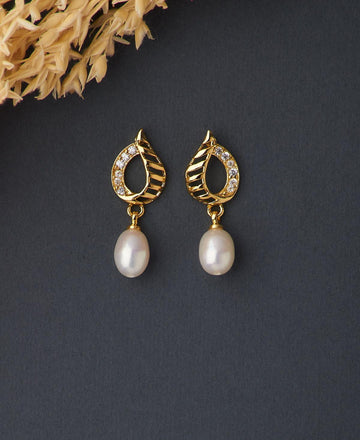 Leaf Real Pearl Hanging Earring - Chandrani Pearls